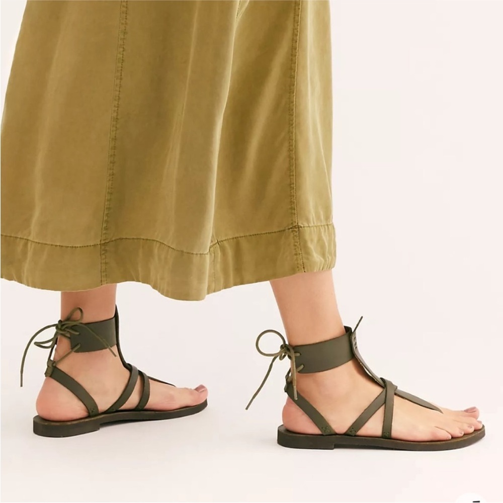 Free People Vacation Day Wrap Olive Green Sandals